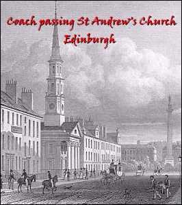 Coach passing St. Andrew's Church Edinburgh