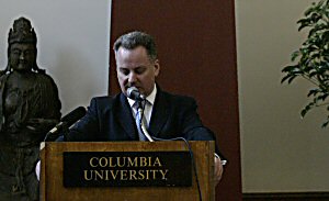 The Scottish First Minister, Jack McConnell, addressing the audience at Columbia University