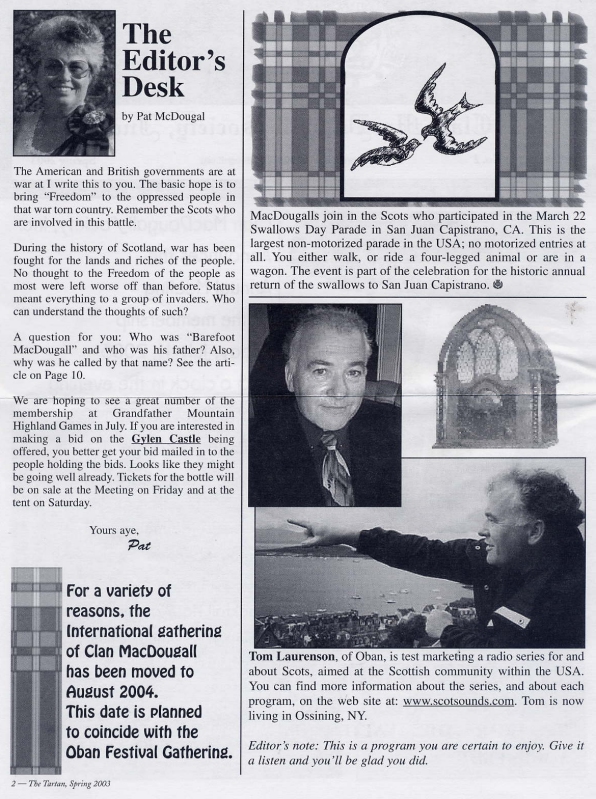 Clan MacDougall Newsletter Spring 2003