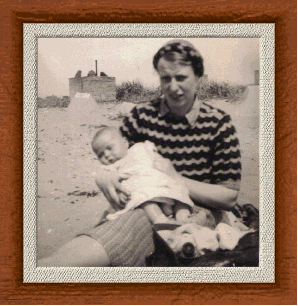 My mother and me on a Scottish fishing town beach after the War