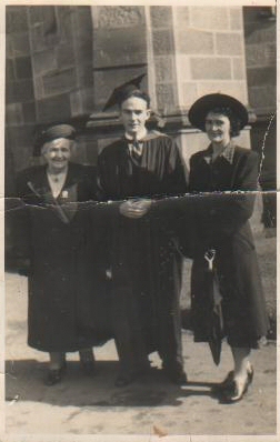 Alice Jean  nee McLachan  Rixon  with her youngest son Alan at graduation Sydney University 4 June 1949 also dau Ida Marion Rixon