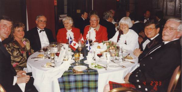 Clan Fraser Table: L-R: Netherlands Consul Gerrit Kulsdom, Dawn & Peter Fraser, Muriel & Murray Fraser, Margaret & Dr. Bill Fraser, Neil Fraser
