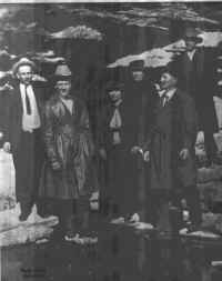 From left to right, Dennis Homer Flynn Jones, Lee Otis Jones, Nancy Bellzona Collins Jones, Walsie Jones Watkins (sister to Joseph) Joseph Hubbard Jones, Pierce Watkins.