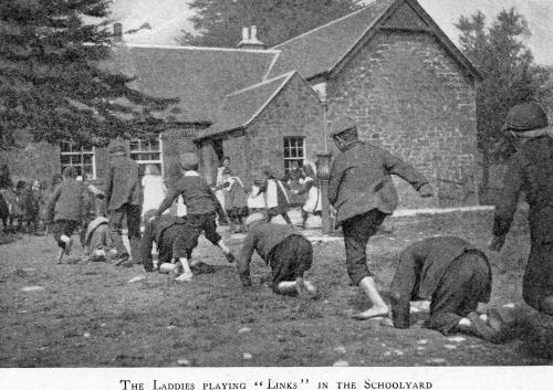 Laddies playing "Links" in the school-yard