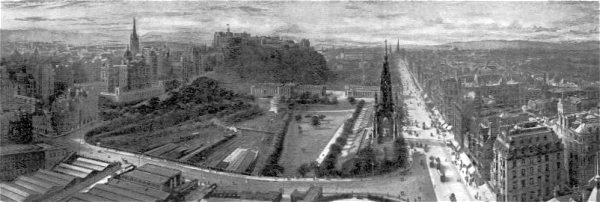 View from North British Hotel from the tower looking west along Princess Street