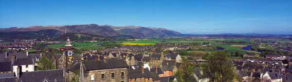Overlooking the town of Stirling towards the Ochil hills.