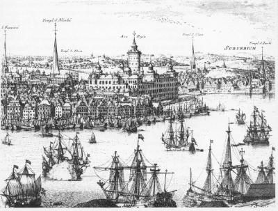 Stockholm.  Detail of Swidde's engraving 1692