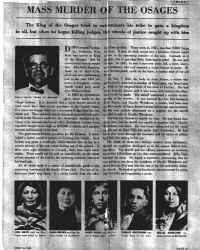 Massed murders of the Osages (Part 1)