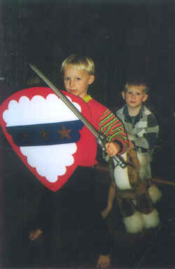 William George Mure and brother Jock Lloyd Mure (sons of William James Mure), with Mure shield