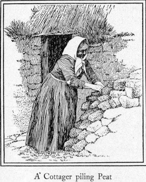 A cottager piling peat