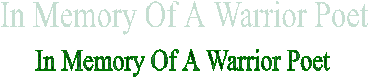 In Memory Of A Warrior Poet