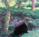 arched bridge in the pine woods between the mansion ruins and Westmains