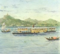 An artist's impression of one of the shallow draught ships of the Irrawaddy Flotilla, which were built in Dumbarton for T D Findlay & Son by the company's co-founder Peter Denny.