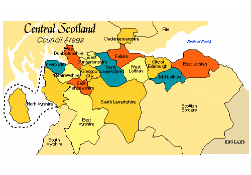 Map of the Scottish Council Areas