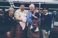 LR: Wife Susan, Son Scott holding Stirling, Frank with Ian and Denise, proud mother of the bairn-folk. April 27, 2002. Culloden, Georgia