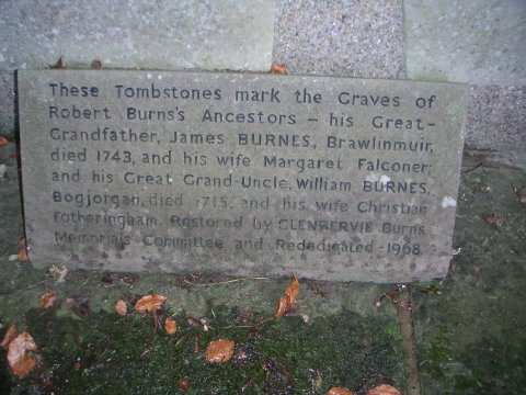 marker at graves of Robert Burns' ancestors
