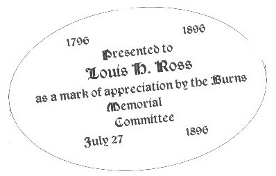 Burns Memorial Committee engraving