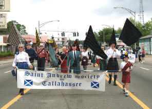 group in front of the Florida capital and on the parade route