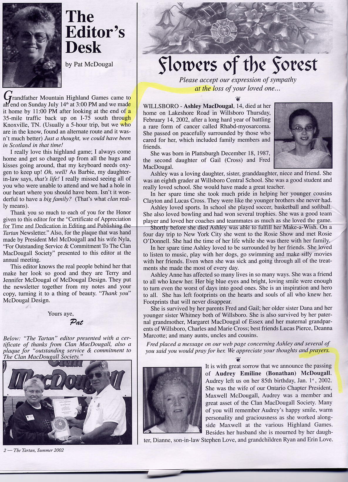 Clan MacDougall Newsletter Summer 2002