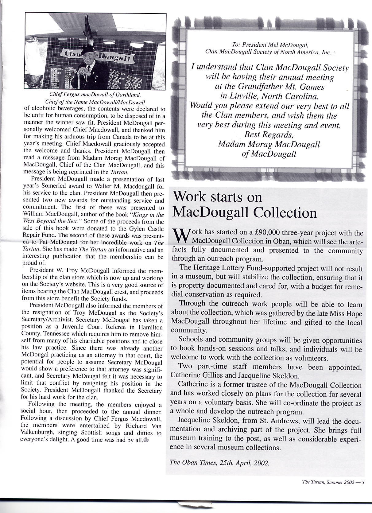 Clan MacDougall Newsletter Summer 2002