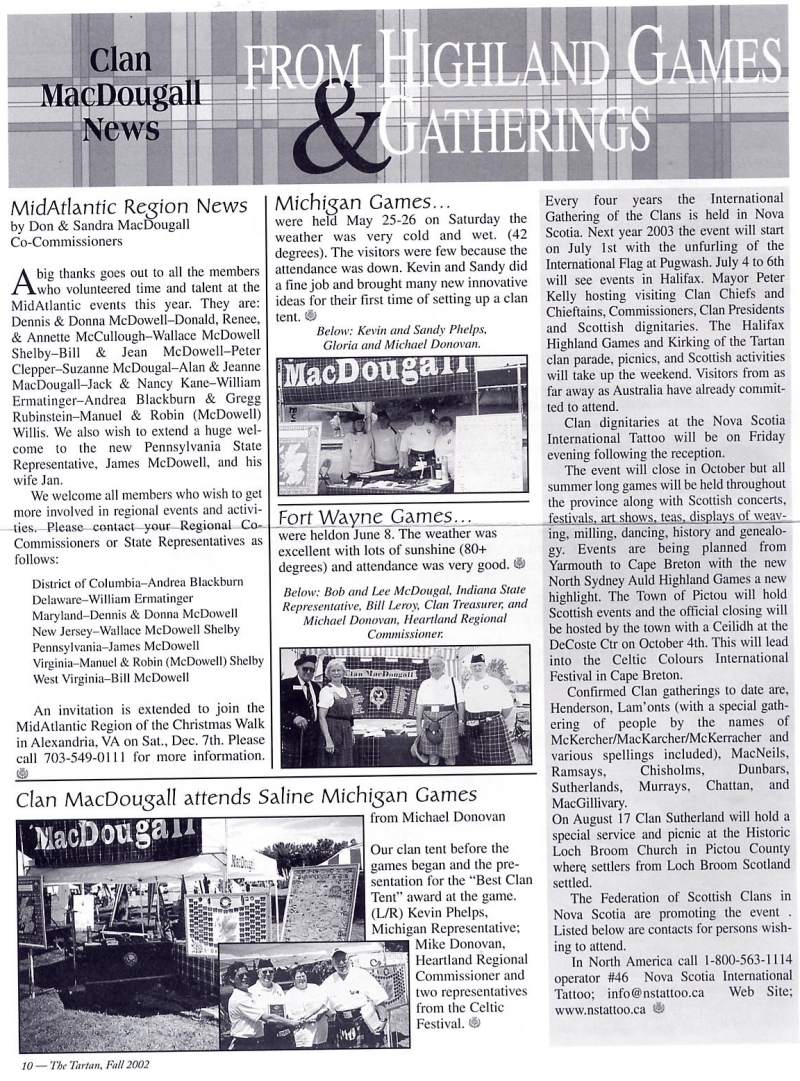 Clan MacDougall Newsletter Fall 2002