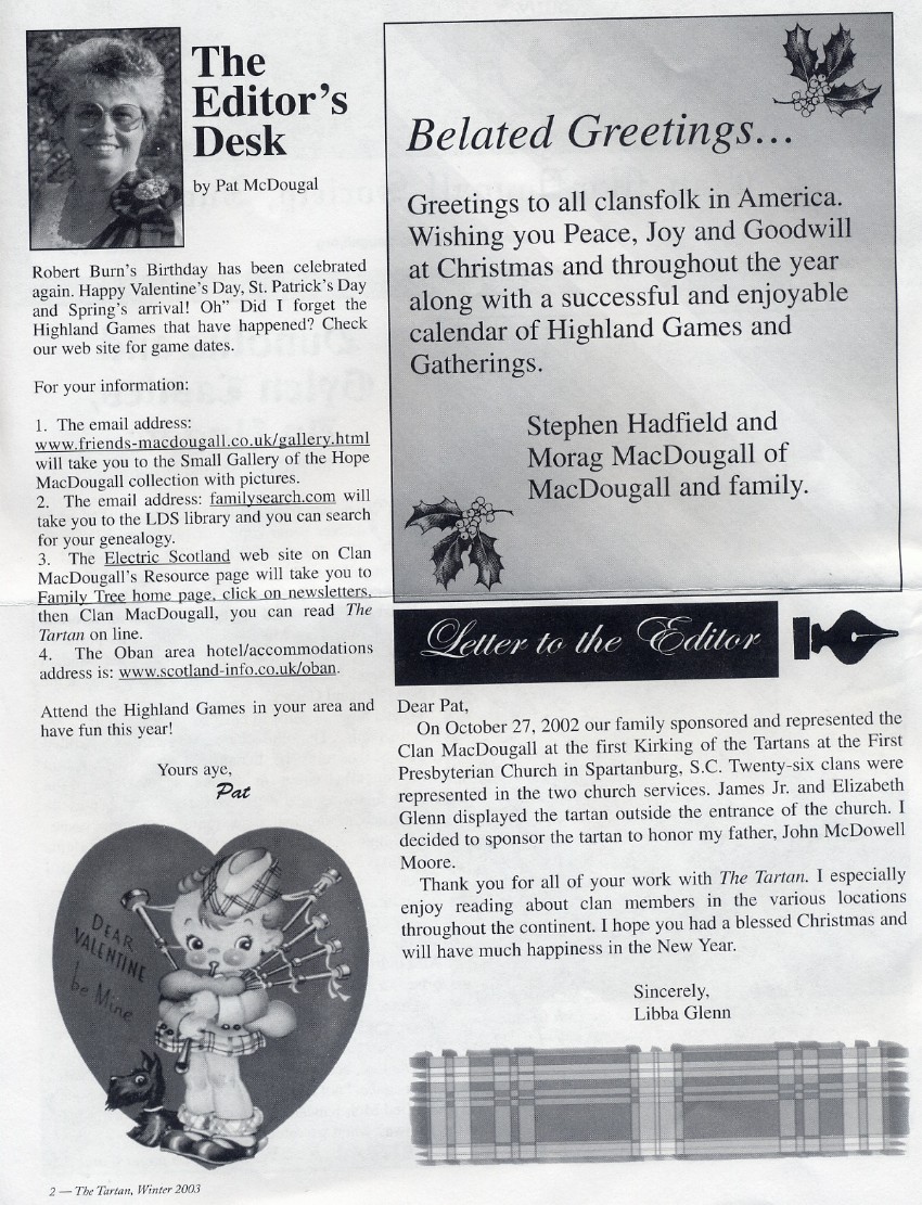 Clan MacDougall Newsletter Winter 2003