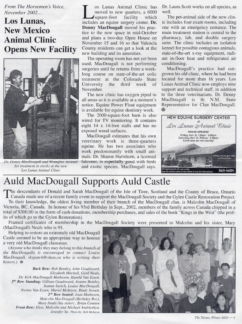 Clan MacDougall Newsletter Winter 2003
