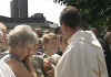 Communion being given outside Cathedral