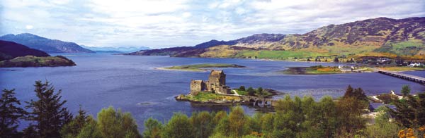 Eilean Donan Castle. Links to Clan MacKenzie, MacRae, & Matheson.