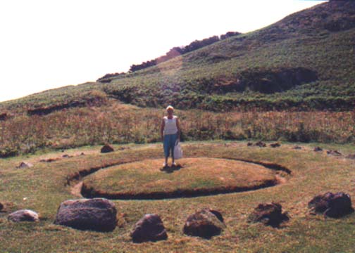 Gran in the Fairy Circle (cromlech) at Pleinmont