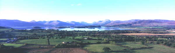 Loch Lomond, late summer, looking north. The east bank lands of Clan Buchanan. The west bank lands of Clan Colquhoun & further north lands of 