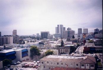 Downtown Oakland skyline from my office window at FMC Oakland Dialysis, located on the sixth floor of Summit Hospital.