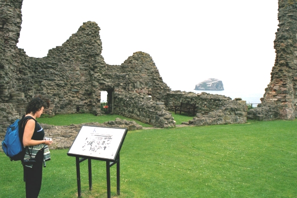 Tantallon castle. A mighty edifice with a beautiful of the ocean and famous Bass Rock.