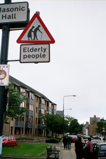 Elderly people warning sign, Dalkeith Scotland