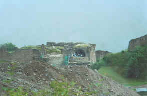 Urquhart Castle is being restored, and a new visitor's center was under construction when we passed through. No, that is not the new visitor's center, but presumably an under-croft of the castle.