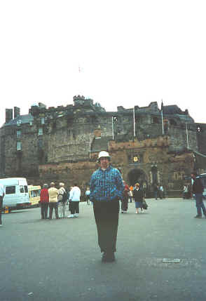 Peggy, with the entrance to Edinburgh Castle in the background. If you go there plan to make a day of it.