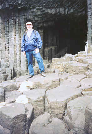 Your humble correspondent, with the entrace to Figal's Cave in the background.