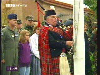 3 minute silence at the US Air Force base in England with Piper playing Amazing Grace