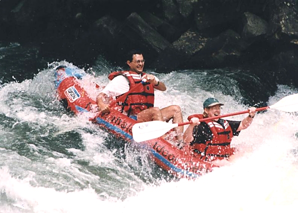 Vickie Claflin and her Italian husband, John Giamalva rafting the whitewater 