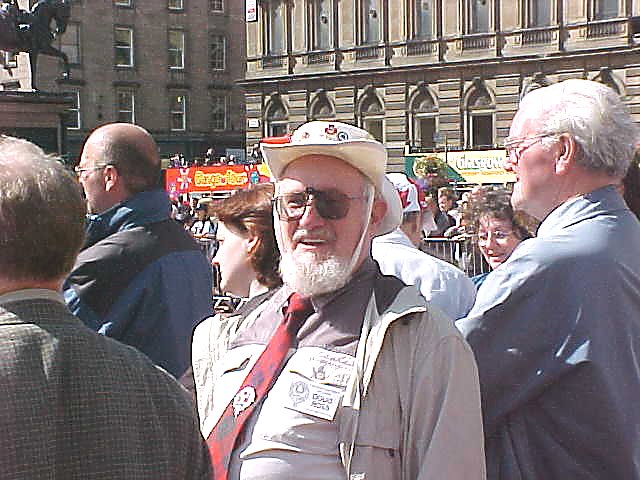 Doug in the crowd watching the Canadian Massed Pipes and Drums in Glasgow, August 2001