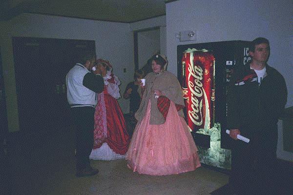 Kelly and I taking a break and waiting for Father Christmas