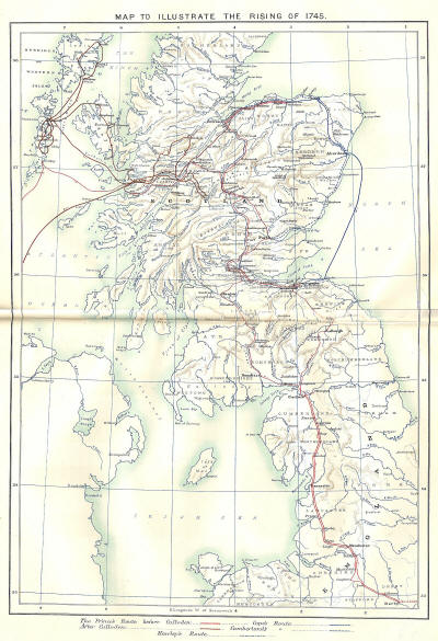 Map to illustrate the Rising of 1745