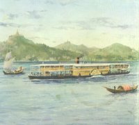 An artist's impression of one of the shallow draught ships of the Irrawaddy Flotilla, which were built in Dumbarton for T D Findlay & Son by the company's co-founder Peter Denny.