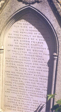 memorial stone erected by James Baillie Fraser at Kirkhill 