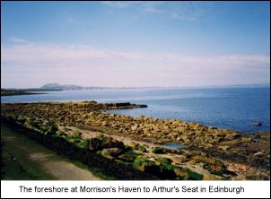 The fireshore at Morrison's Haven to Arthur's Seat in Edinburgh